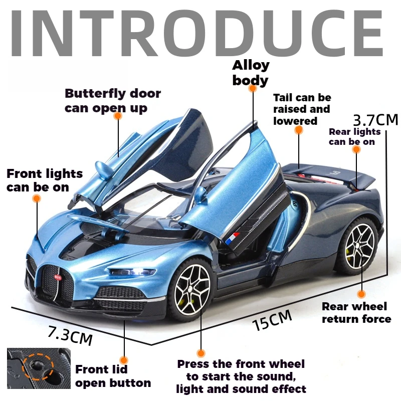 1:32 Bugatti V16 Supercar Diecast Model 3 1:32 Bugatti V16 Supercar Diecast Model - Image 3