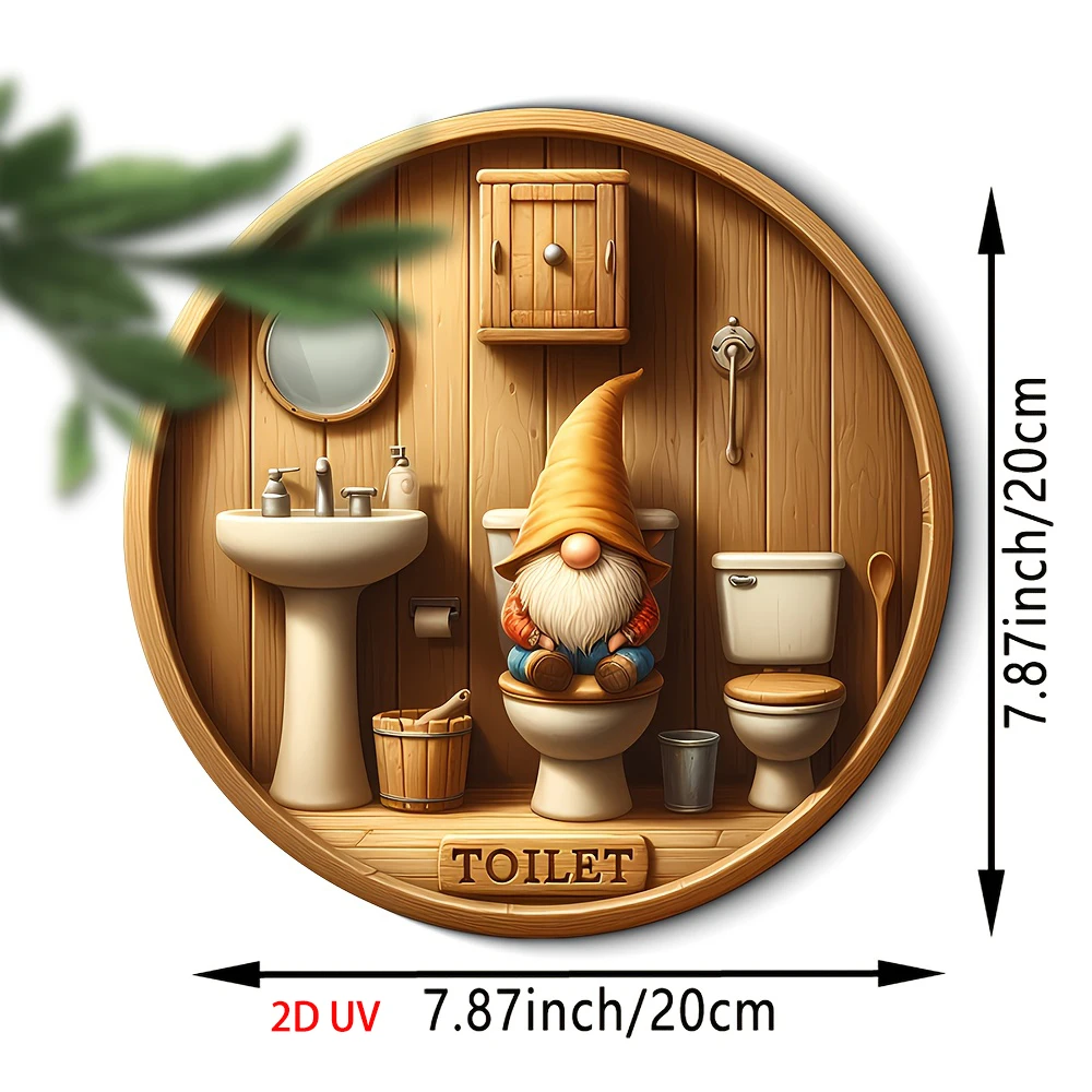 Country Gnome Toilet Logo Wooden Decor Plate 3 Country Gnome Toilet Logo Wooden Decor Plate - Image 3