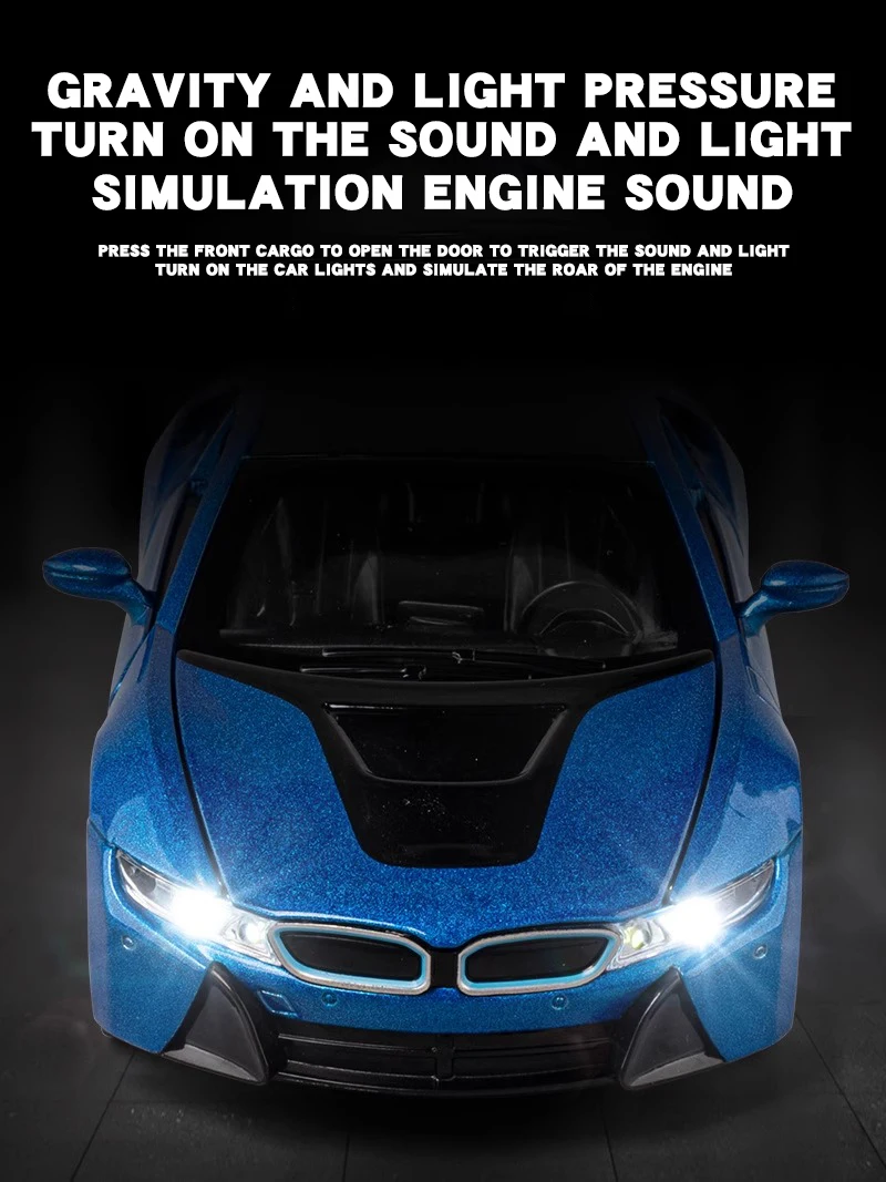 1:32 BMW I8 Diecast Model Car with Lights 4 1:32 BMW I8 Diecast Model Car with Lights - Image 4