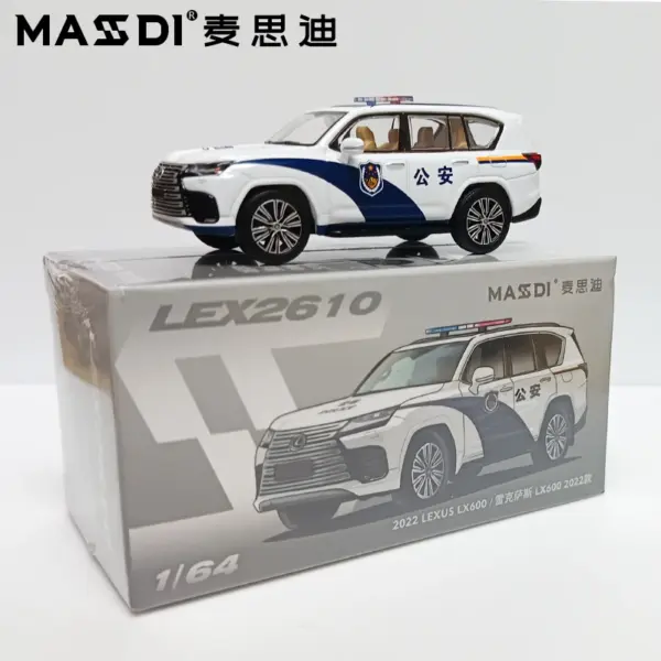 Masdi 1:64 Lexus LX600 Police Car Model - Image 2