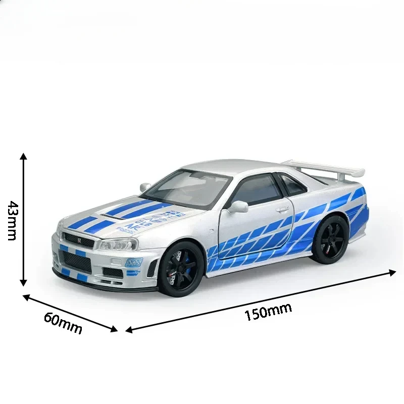 1:32 Nissan Skyline GTR R34 Diecast Car Model 7 1:32 Nissan Skyline GTR R34 Diecast Car Model - Image 7