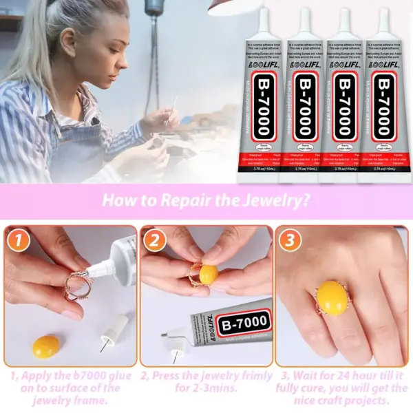 B7000 Transparent DIY Glue with Rhinestones and Applicator - Image 5