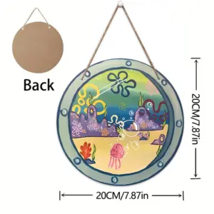 Circular Wooden Wall Plaque for Rooms and Decor 14 S4f83012f9fa944b7a7b65bbe416f64eeJ