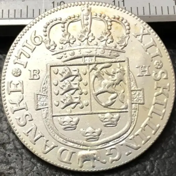 1716 Denmark 12 Skilling Dansk Coin Frederik IV - Image 3