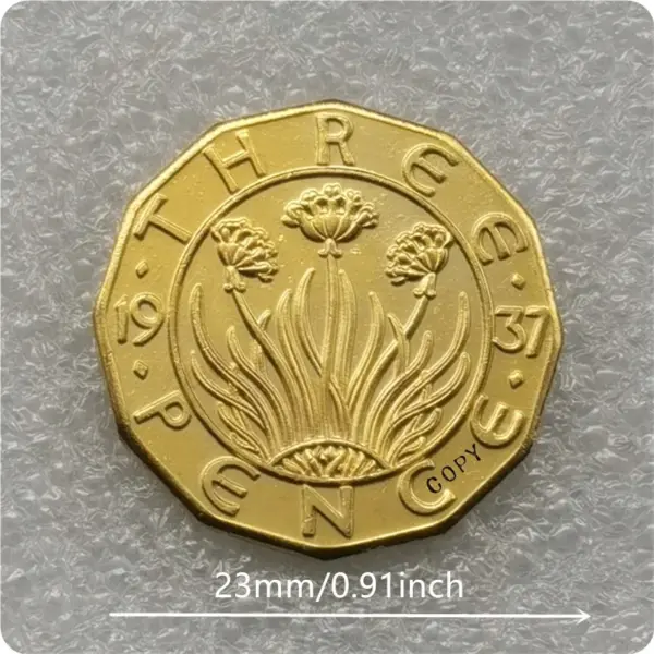 1937 UK Edward VIII 3 Pence Replica Coin - Image 2