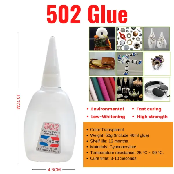 Instant Dry Cyanoacrylate Glue 40ml Powerful Adhesive - Image 2