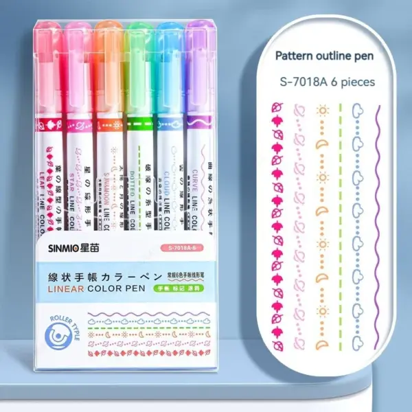 Set of 6 Color Flower Line Highlighters - Image 10