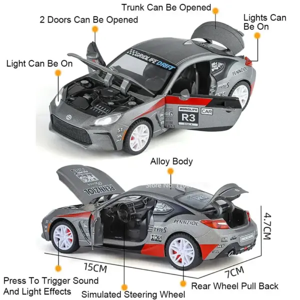 1:32 Crown GR86 Alloy Car Model with Lights - Image 2