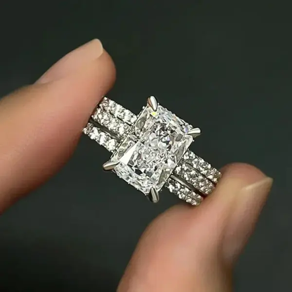 Huitan Elegant 3-Piece Cubic Zirconia Ring Set - Image 5