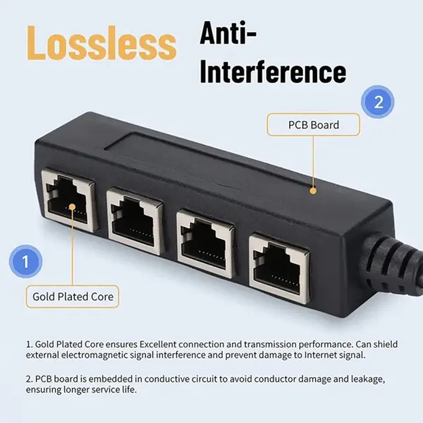RJ45 1In 4Out CAT7 Network Splitter Adapter - Image 4