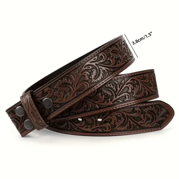 Retro Leather Unisex Belt with Embossed Design - Image 6