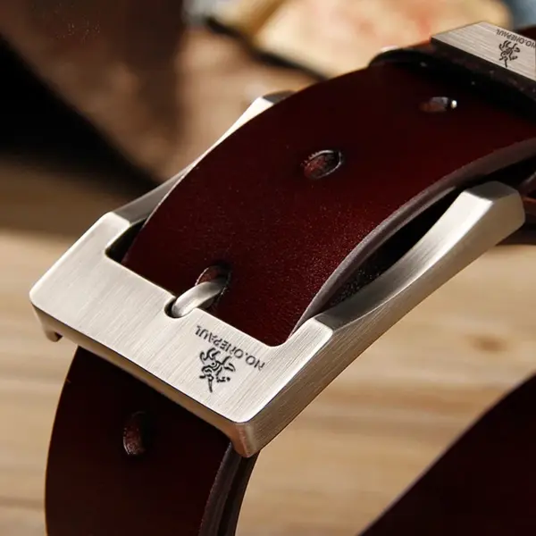 Men's Buckle Jeans Cowhide Casual Belt - Image 3