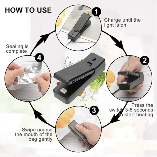 Mini Portable Bag Sealer 2-in-1 for Food Storage - Image 4