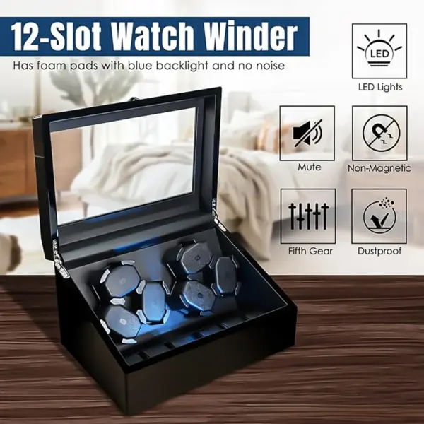 Automatic Watch Winder Box for Rolex Model 6-Gear Rotation - Image 2