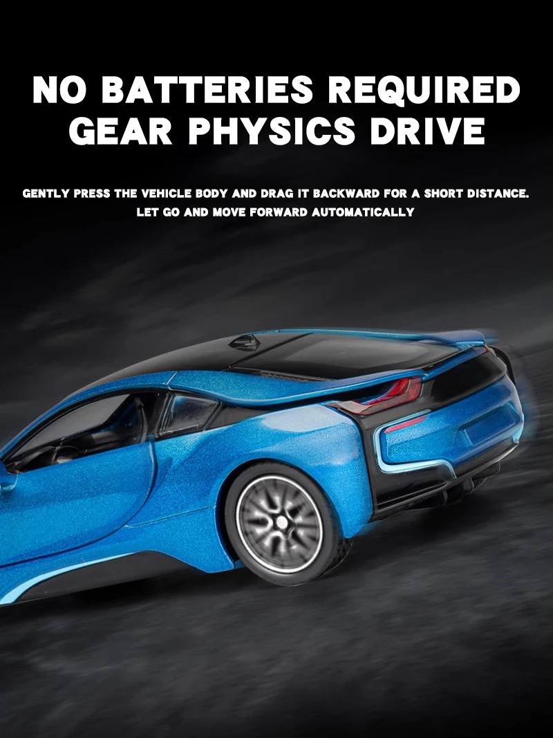 1:32 BMW I8 Diecast Model Car with Lights 5 1:32 BMW I8 Diecast Model Car with Lights - Image 5