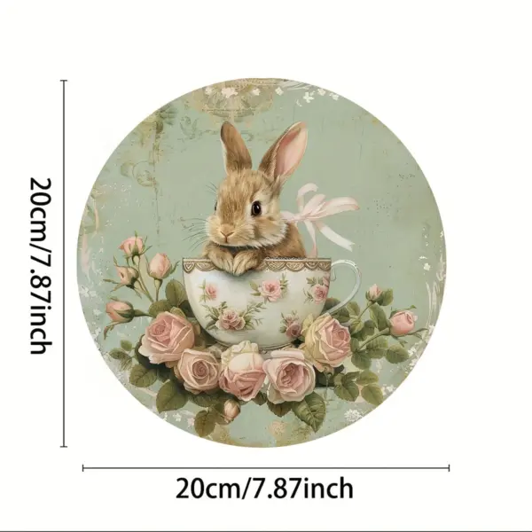 Country Style Wooden Wall Wreath with Rabbit Pattern - Image 5