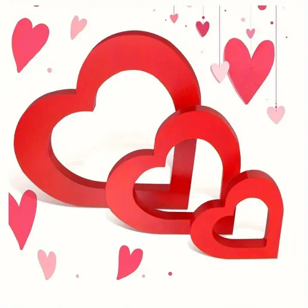 Wooden Valentine's Day Heart Decor Set - Image 5
