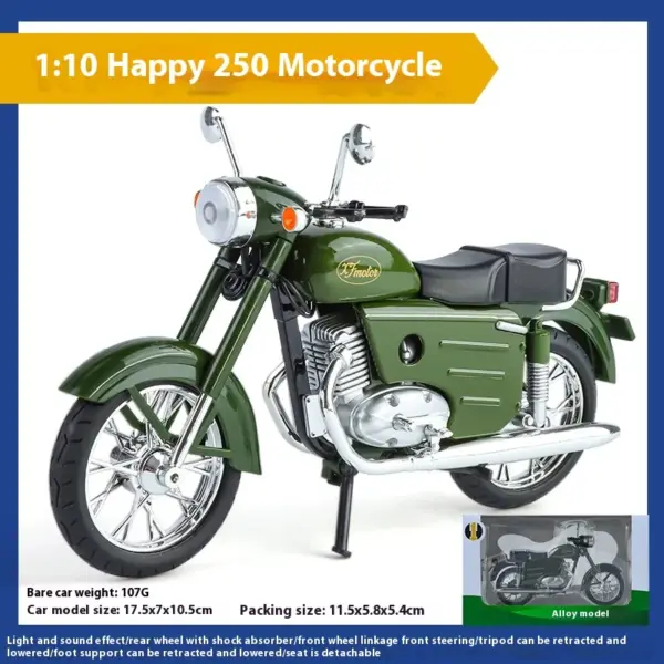 1:10 Czechoslovakia Jawa250 Diecast Motorcycle Model - Image 8