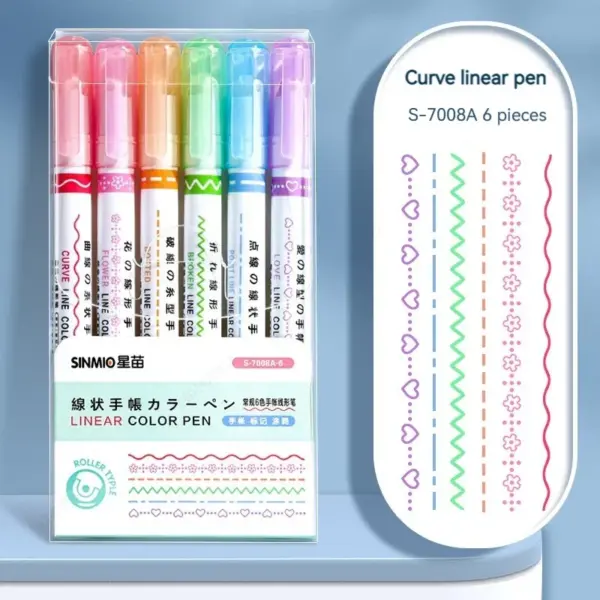 Set of 6 Color Flower Line Highlighters - Image 9