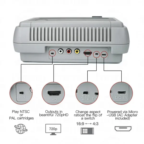 Retro Gaming Console SFC52HD with 350 NES Games - Image 3