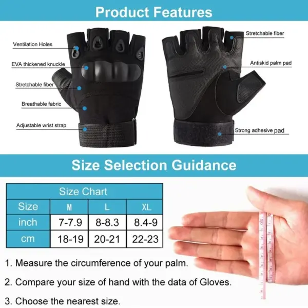 NoEnName_Null Tactical Half Finger Gloves for Outdoor Sports - Image 4