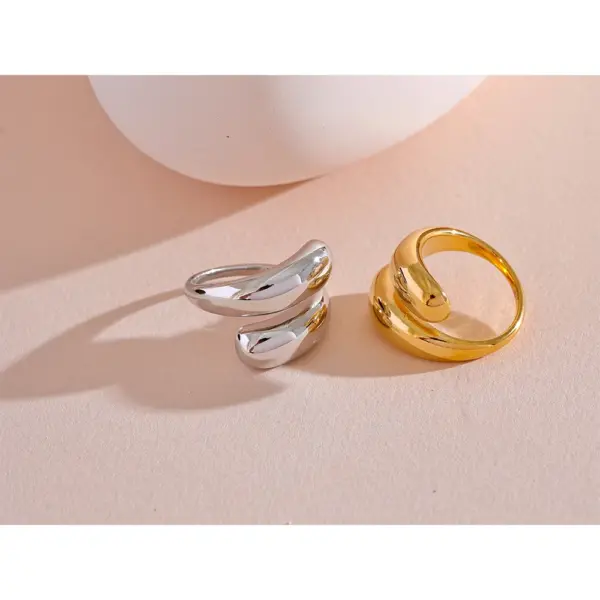 Yhpup Stainless Steel Geometric Ring 18K PVD Plated - Image 3