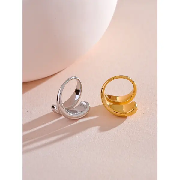 Yhpup Stainless Steel Geometric Ring 18K PVD Plated - Image 4