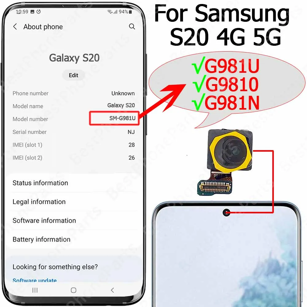 Original Front Camera Module for Samsung Galaxy S20 Series 14 Original Front Camera Module for Samsung Galaxy S20 Series - Image 14