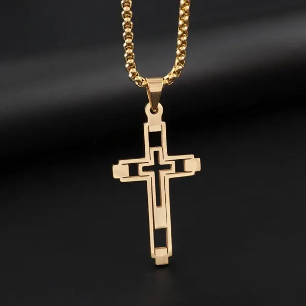 Vintage Gothic Skull Jesus Cross Pendant Necklace - Image 7