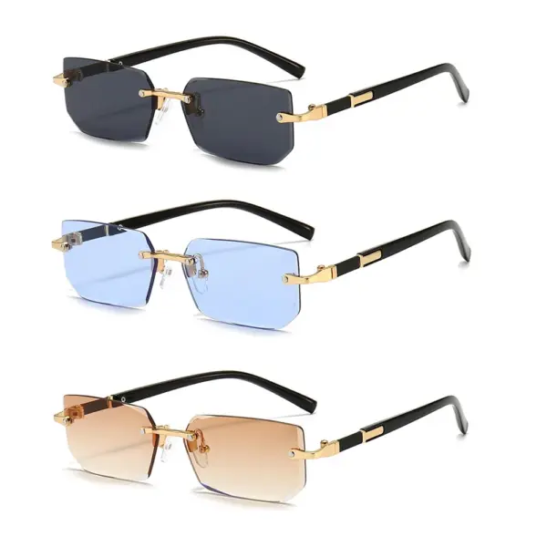 Rimless Rectangle Sunglasses WOMEN Men Summer - Image 11