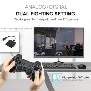 Wireless PS2 Controller with Vibration for PlayStation 16 S61672f72fc49440a878dc5b95438653fB