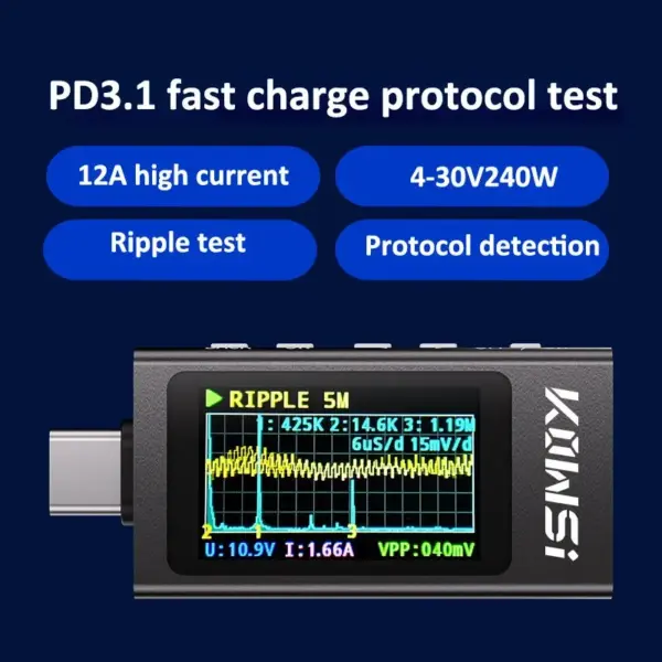 Type-C Digital Ammeter Volt-Current Monitor Hypotenuse - Image 3