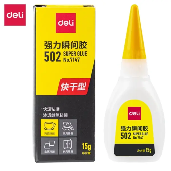 Deli 502 Super Glue Instant Adhesive 15ml - Image 2