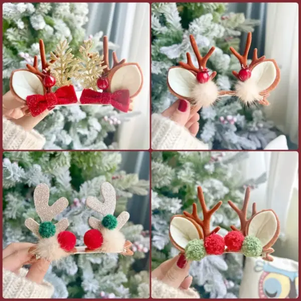 Christmas Antler Hair Clips for Girls - Image 2