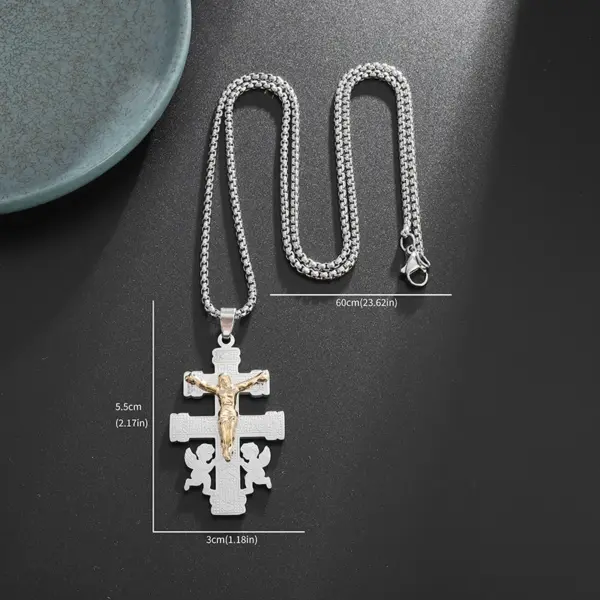 Vintage Christian Cross Stainless Steel Pendant AL20401 - Image 6