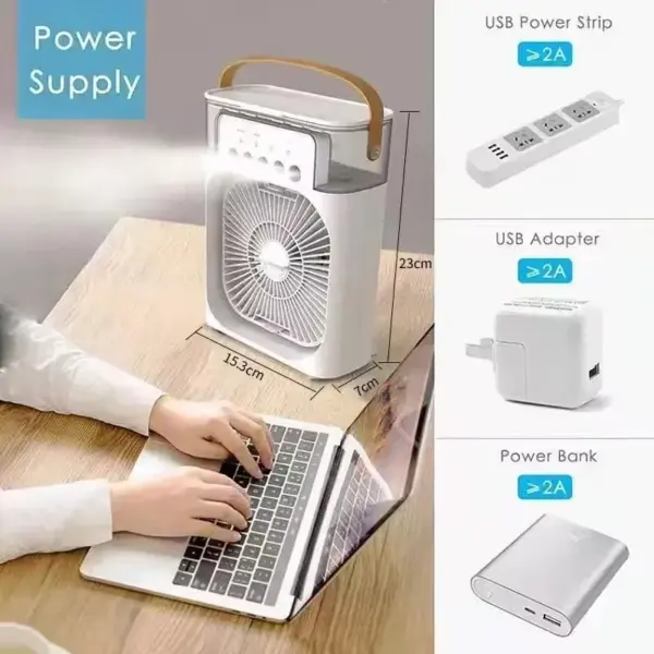 Portable 3-in-1 Humidifier Fan with LED Lights - Image 5