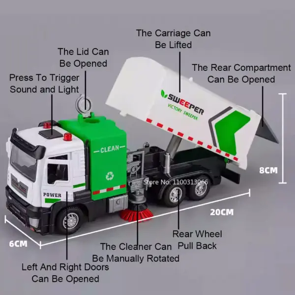1:32 Urban Sweeping Truck Toy Model for Kids - Image 2