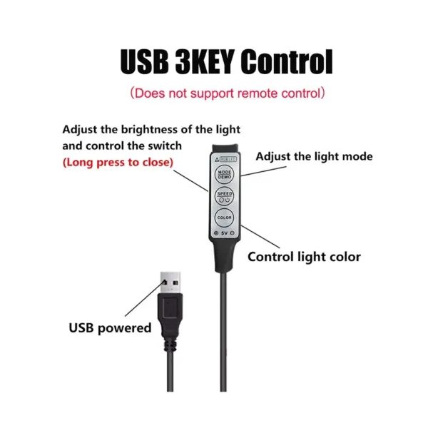 3-Key USB RGB LED Strip Dimmer Controller - Image 3