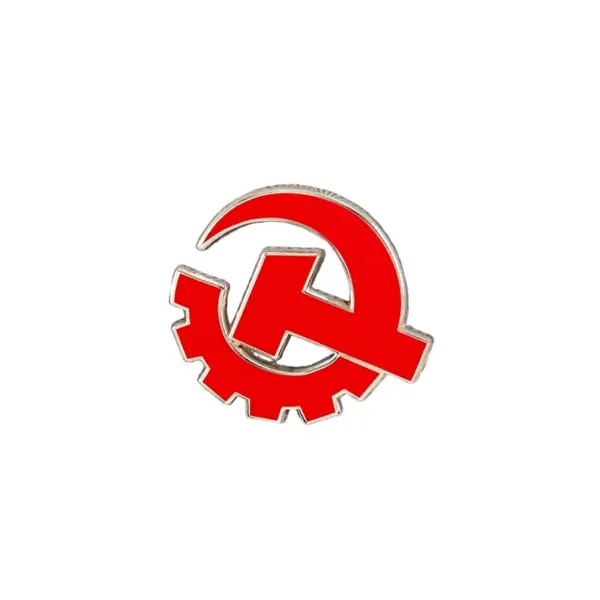 Red Sickle Hammer Badge with Hollow Out Design - Image 3