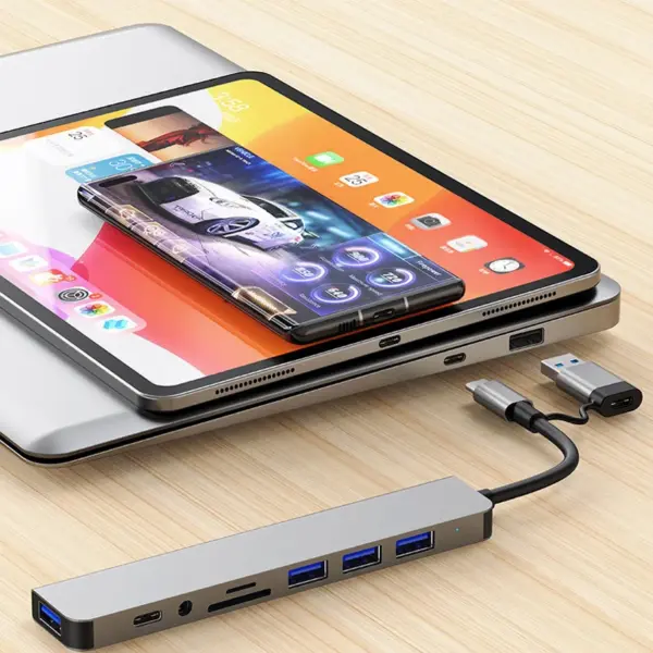 8-in-2 USB Type-C Hub with Card Reader for Laptop - Image 2