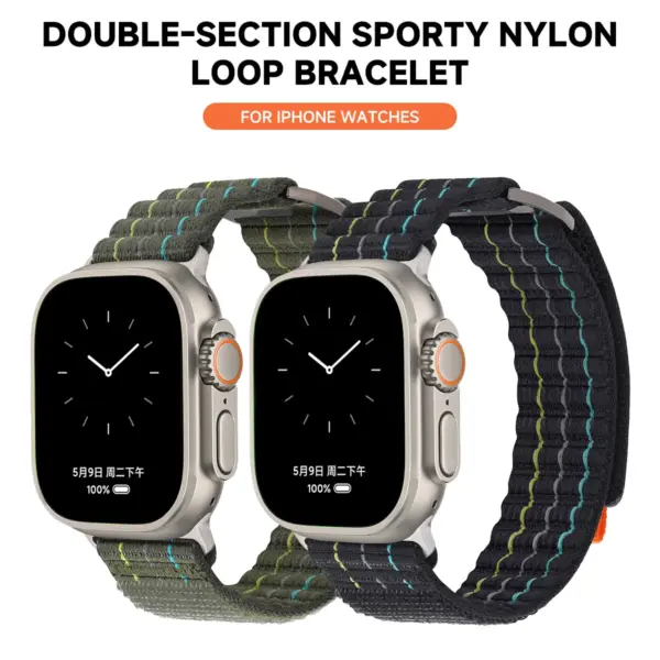 Nylon Loop Strap for Apple Watch Series 9-4 - Image 4