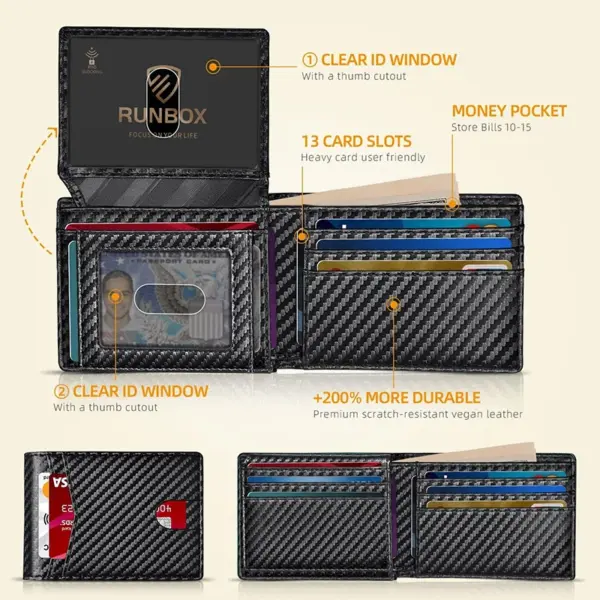 Men's Ultra Thin RFID Leather Wallet with ID Window - Image 2