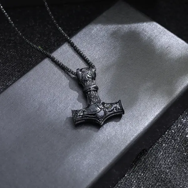 Viking Thor Hammer Pendant Necklace for Men - Image 3