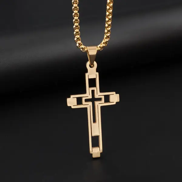 Vintage Christian Cross Stainless Steel Pendant AL20401 - Image 14