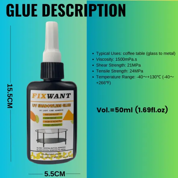 FIXWANT UV Crystal Glass Adhesive 50ML for Metal Bonding - Image 3