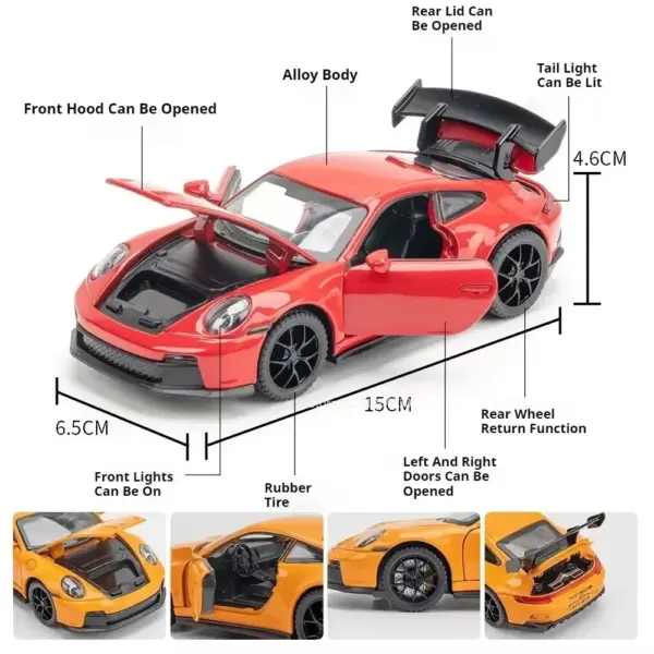 1:32 Scale Cayenne Turbo & 911 GT3 Car Models - Image 4