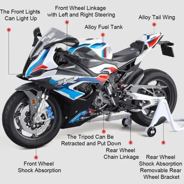 1:9 V4S RR1000 Motorcycle Toy Model in Red or White - Image 2