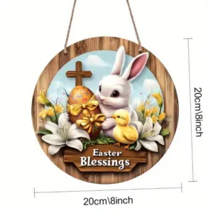Farmhouse Wooden Easter Bunny Wreath 34 S6e0e86e1e256495a9989293004b252d86