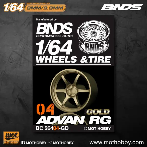 Gold 1/64 ABS Wheel and Rubber Tire Set - Image 6