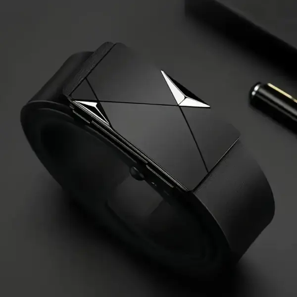 Men's PU Leather Business Belt with Automatic Buckle - Image 3